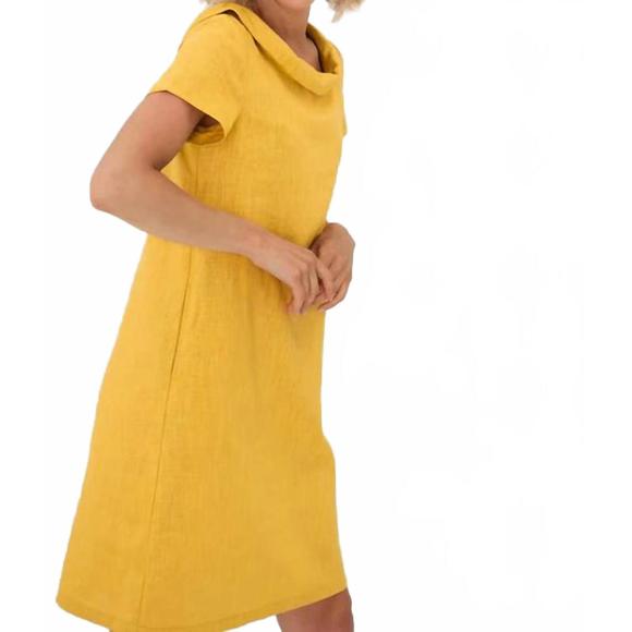 knee length dresses for ladies Linen dress EMMA  Stonewashed Linen with Pockets